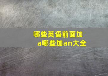 哪些英语前面加a哪些加an大全