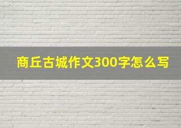 商丘古城作文300字怎么写