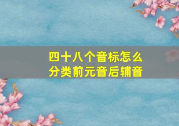 四十八个音标怎么分类前元音后辅音