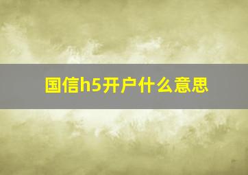 国信h5开户什么意思