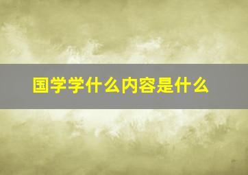 国学学什么内容是什么