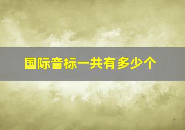 国际音标一共有多少个