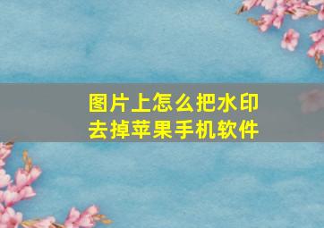 图片上怎么把水印去掉苹果手机软件