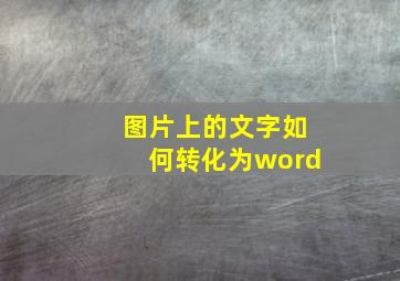 图片上的文字如何转化为word