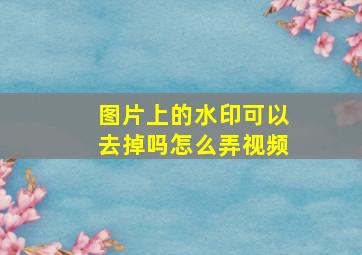 图片上的水印可以去掉吗怎么弄视频