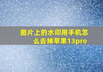 图片上的水印用手机怎么去掉苹果13pro