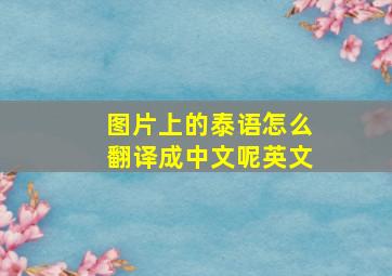 图片上的泰语怎么翻译成中文呢英文