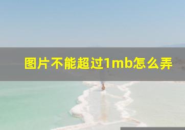 图片不能超过1mb怎么弄