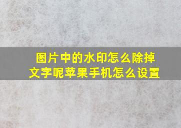 图片中的水印怎么除掉文字呢苹果手机怎么设置