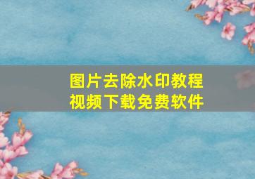 图片去除水印教程视频下载免费软件