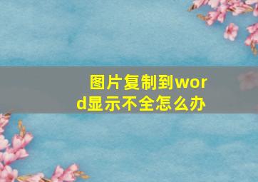 图片复制到word显示不全怎么办