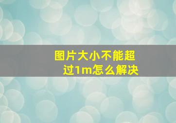 图片大小不能超过1m怎么解决