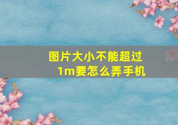 图片大小不能超过1m要怎么弄手机