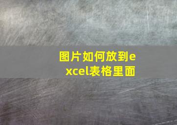 图片如何放到excel表格里面