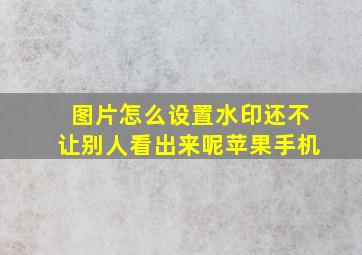 图片怎么设置水印还不让别人看出来呢苹果手机