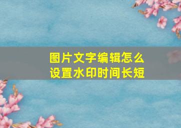 图片文字编辑怎么设置水印时间长短