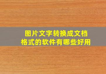 图片文字转换成文档格式的软件有哪些好用