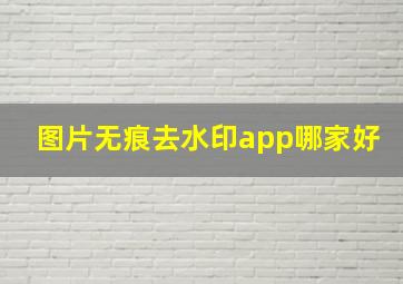 图片无痕去水印app哪家好