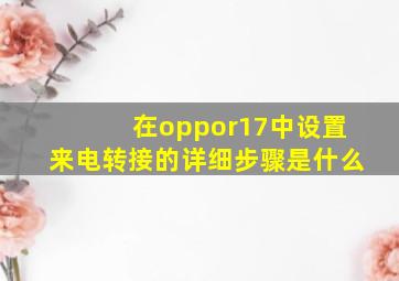 在oppor17中设置来电转接的详细步骤是什么