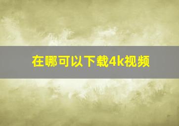 在哪可以下载4k视频