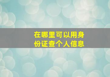 在哪里可以用身份证查个人信息