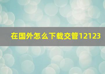 在国外怎么下载交管12123