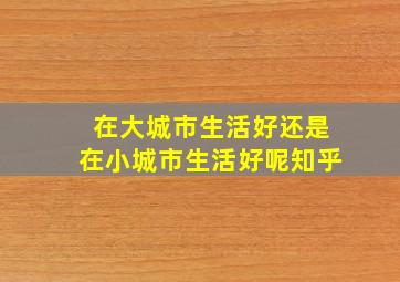 在大城市生活好还是在小城市生活好呢知乎