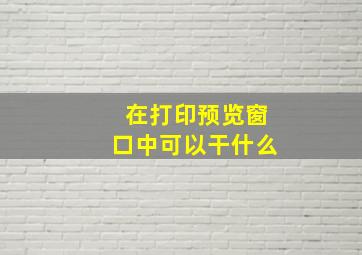 在打印预览窗口中可以干什么