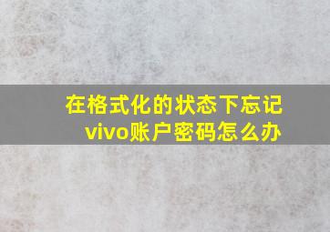 在格式化的状态下忘记vivo账户密码怎么办