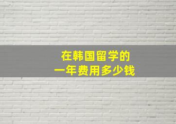 在韩国留学的一年费用多少钱