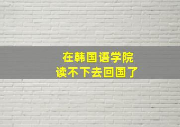 在韩国语学院读不下去回国了