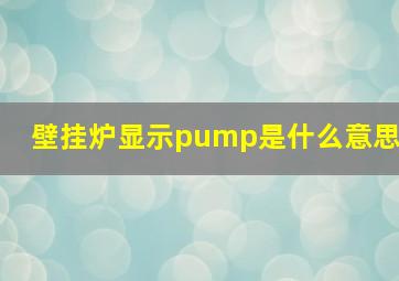 壁挂炉显示pump是什么意思