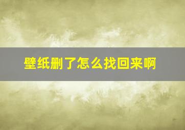 壁纸删了怎么找回来啊