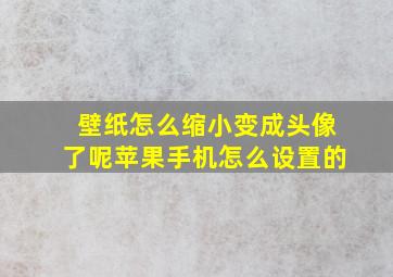 壁纸怎么缩小变成头像了呢苹果手机怎么设置的