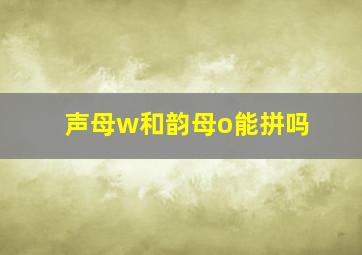 声母w和韵母o能拼吗