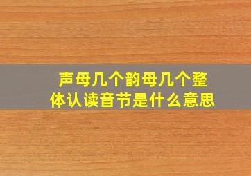 声母几个韵母几个整体认读音节是什么意思