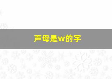 声母是w的字