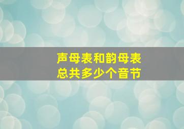 声母表和韵母表总共多少个音节