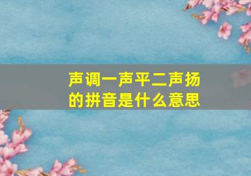 声调一声平二声扬的拼音是什么意思