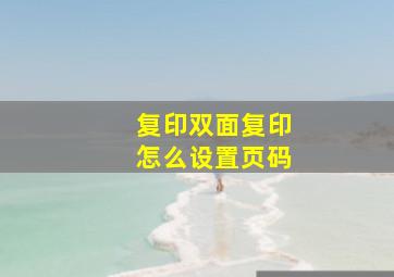 复印双面复印怎么设置页码