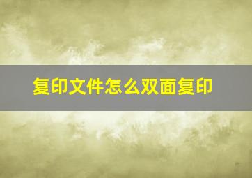 复印文件怎么双面复印