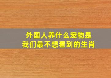 外国人养什么宠物是我们最不想看到的生肖