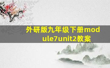 外研版九年级下册module7unit2教案