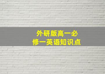 外研版高一必修一英语知识点