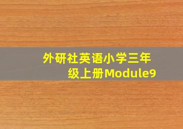 外研社英语小学三年级上册Module9