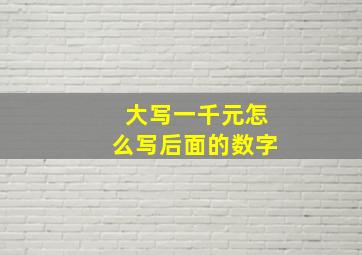 大写一千元怎么写后面的数字