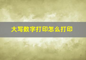 大写数字打印怎么打印