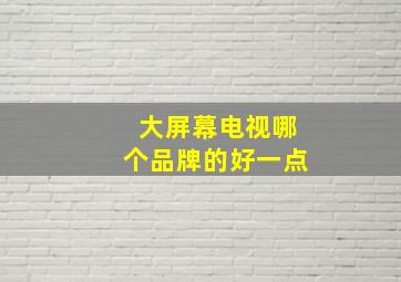 大屏幕电视哪个品牌的好一点