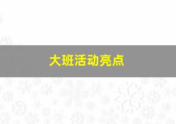 大班活动亮点