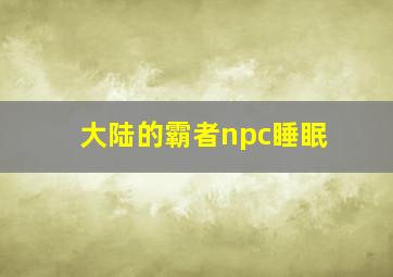 大陆的霸者npc睡眠